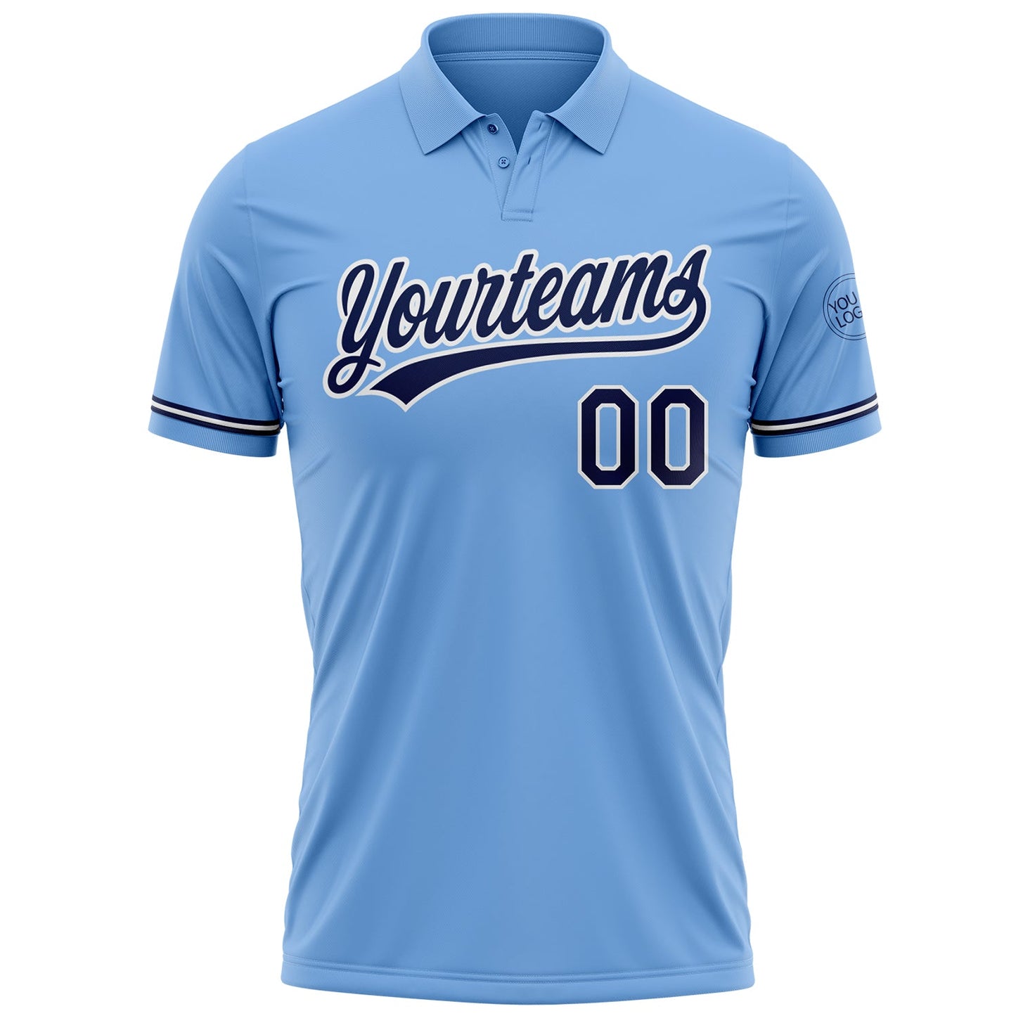 Custom Light Blue Navy-White Performance Vapor Golf Polo Shirt view 2