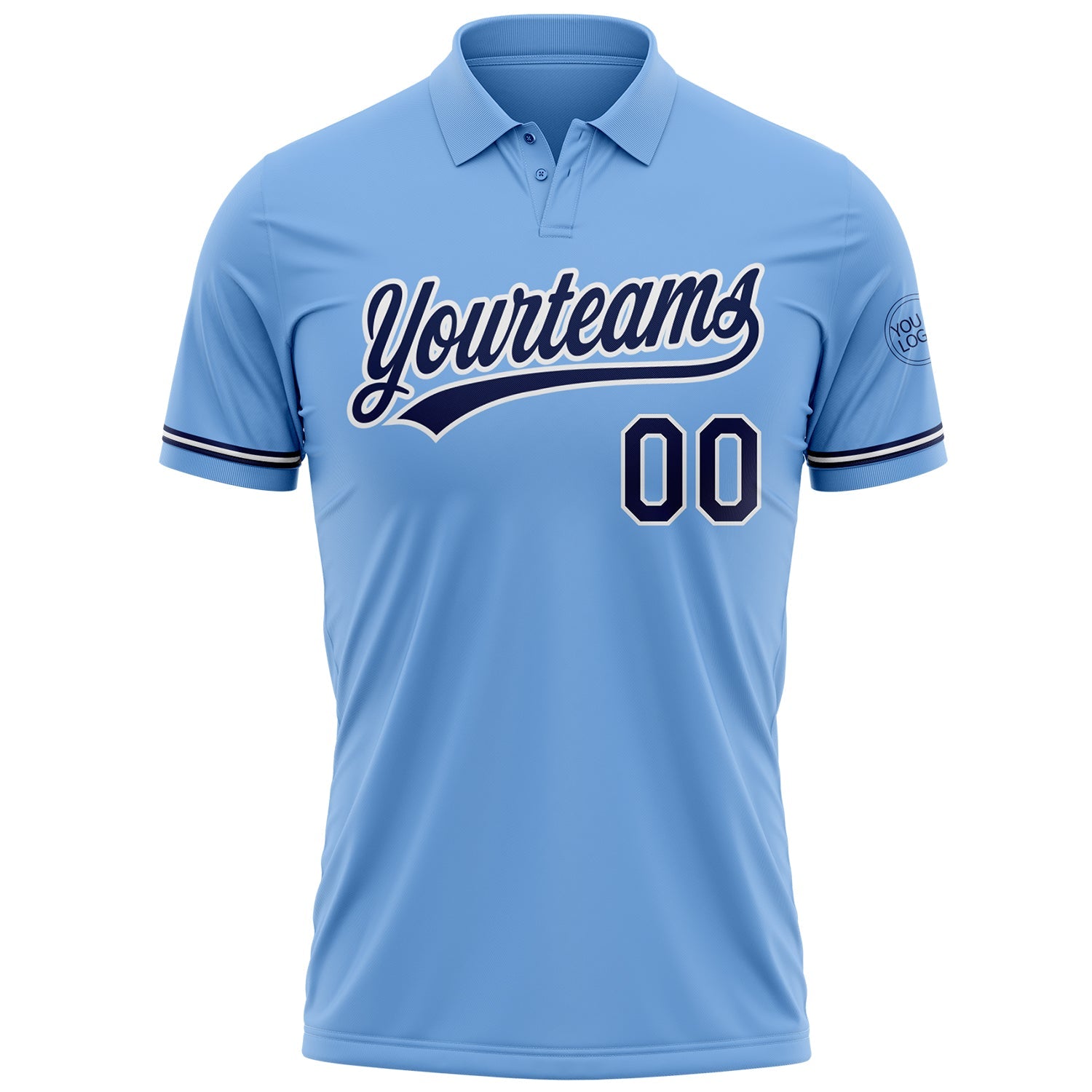 Custom Light Blue Navy-White Performance Vapor Golf Polo Shirt view 2