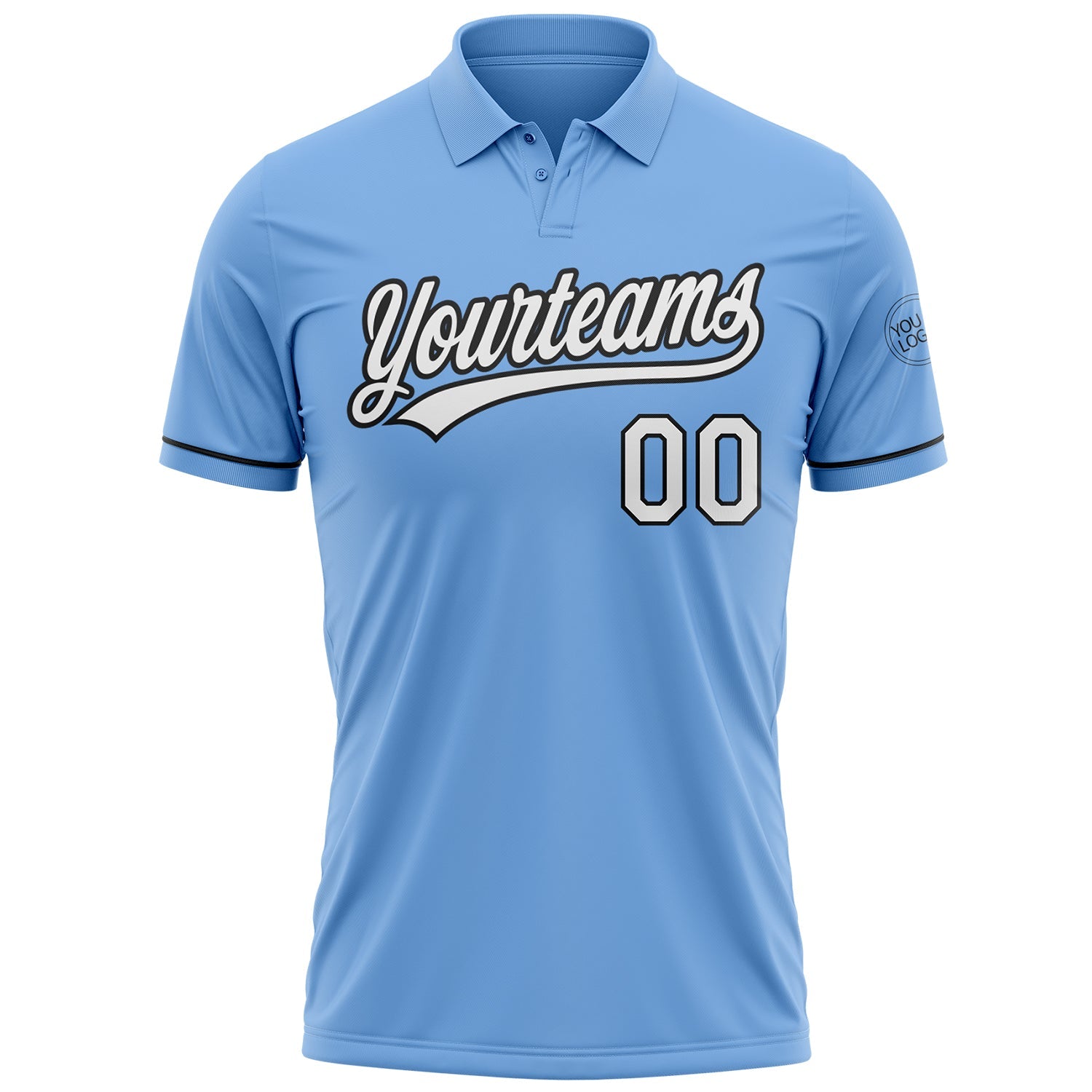 Custom Light Blue White-Black Performance Vapor Golf Polo Shirt view 2