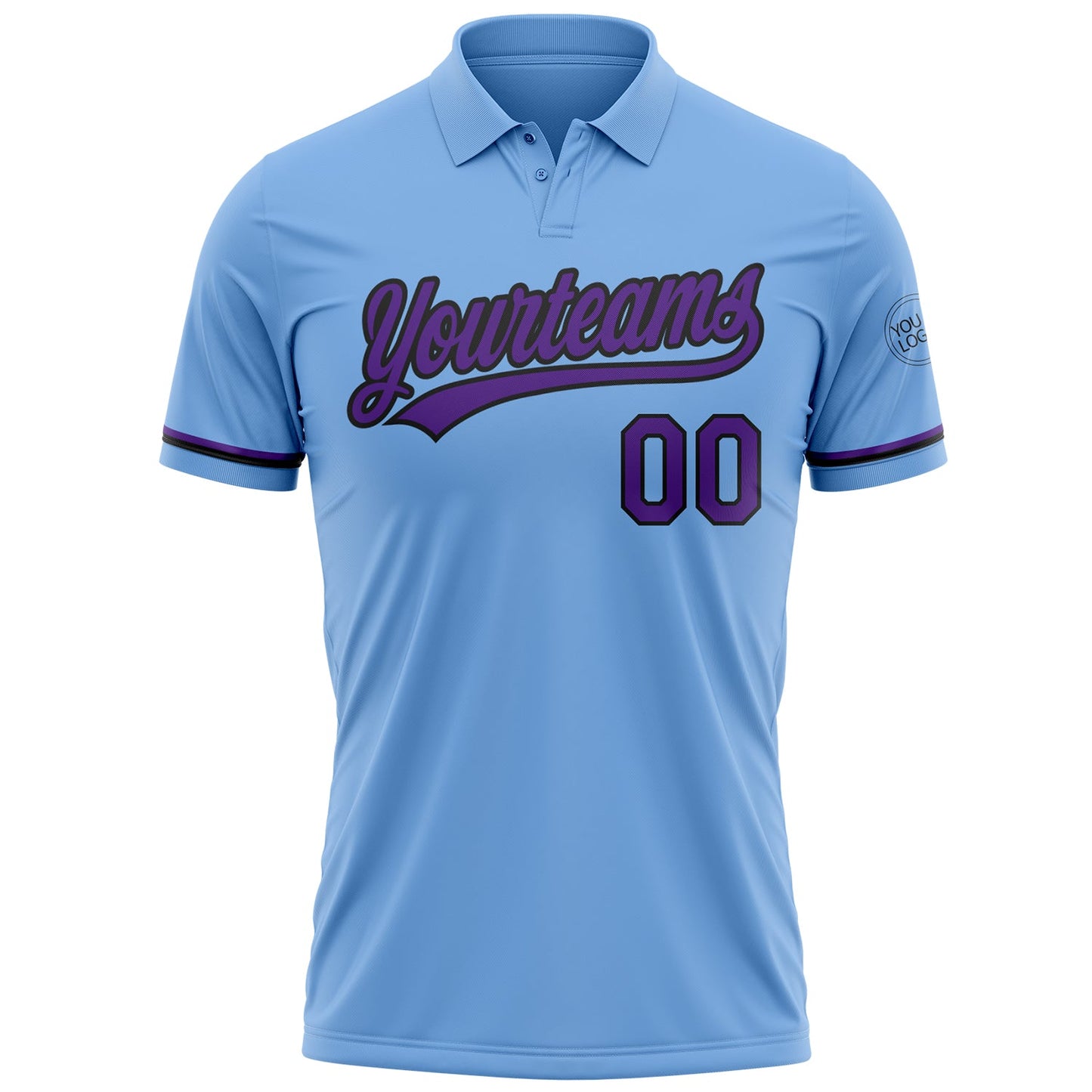Custom Light Blue Purple-Black Performance Vapor Golf Polo Shirt view 2