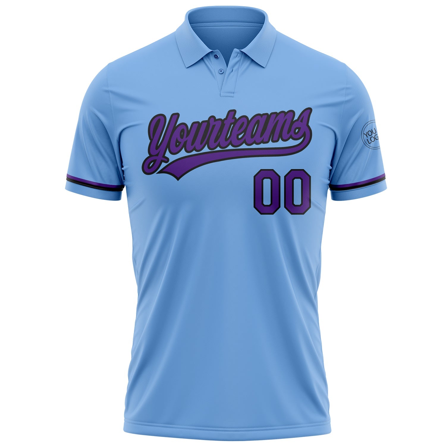 Custom Light Blue Purple-Black Performance Vapor Golf Polo Shirt view 2