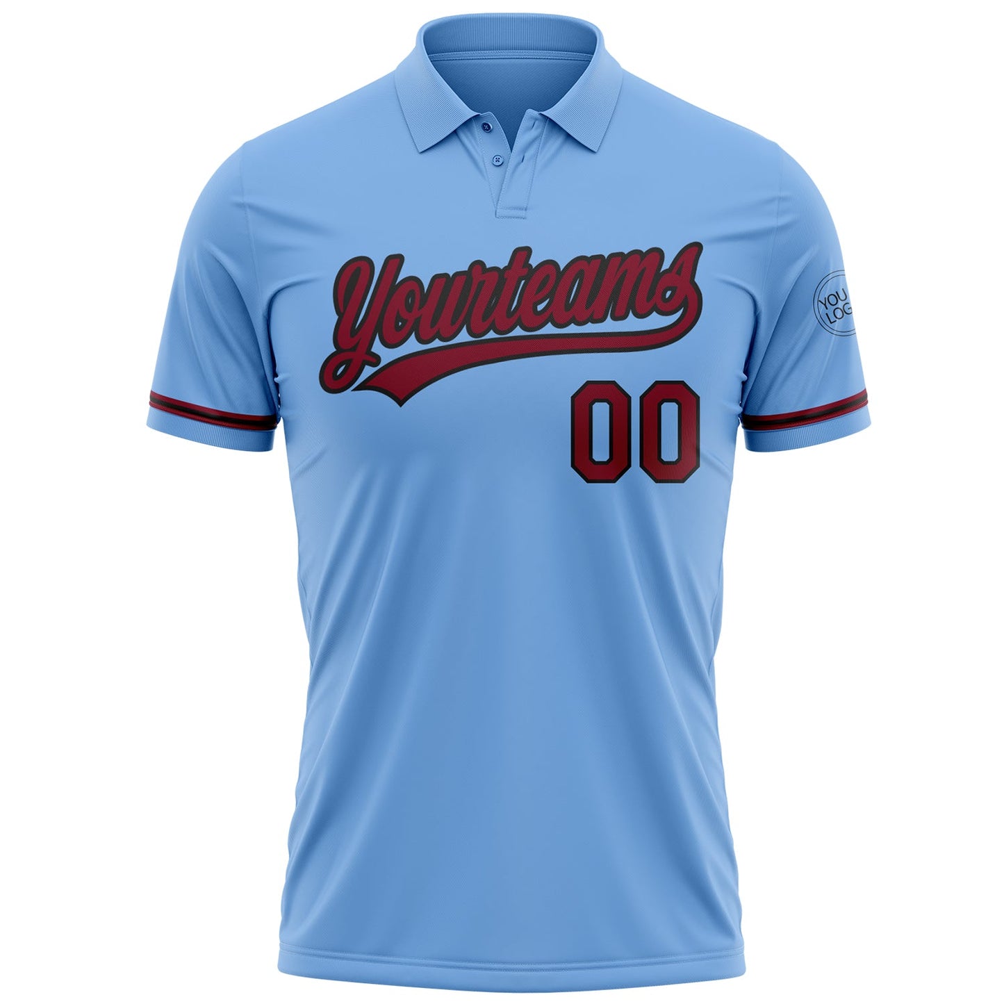 Custom Light Blue Crimson-Black Performance Vapor Golf Polo Shirt view 2