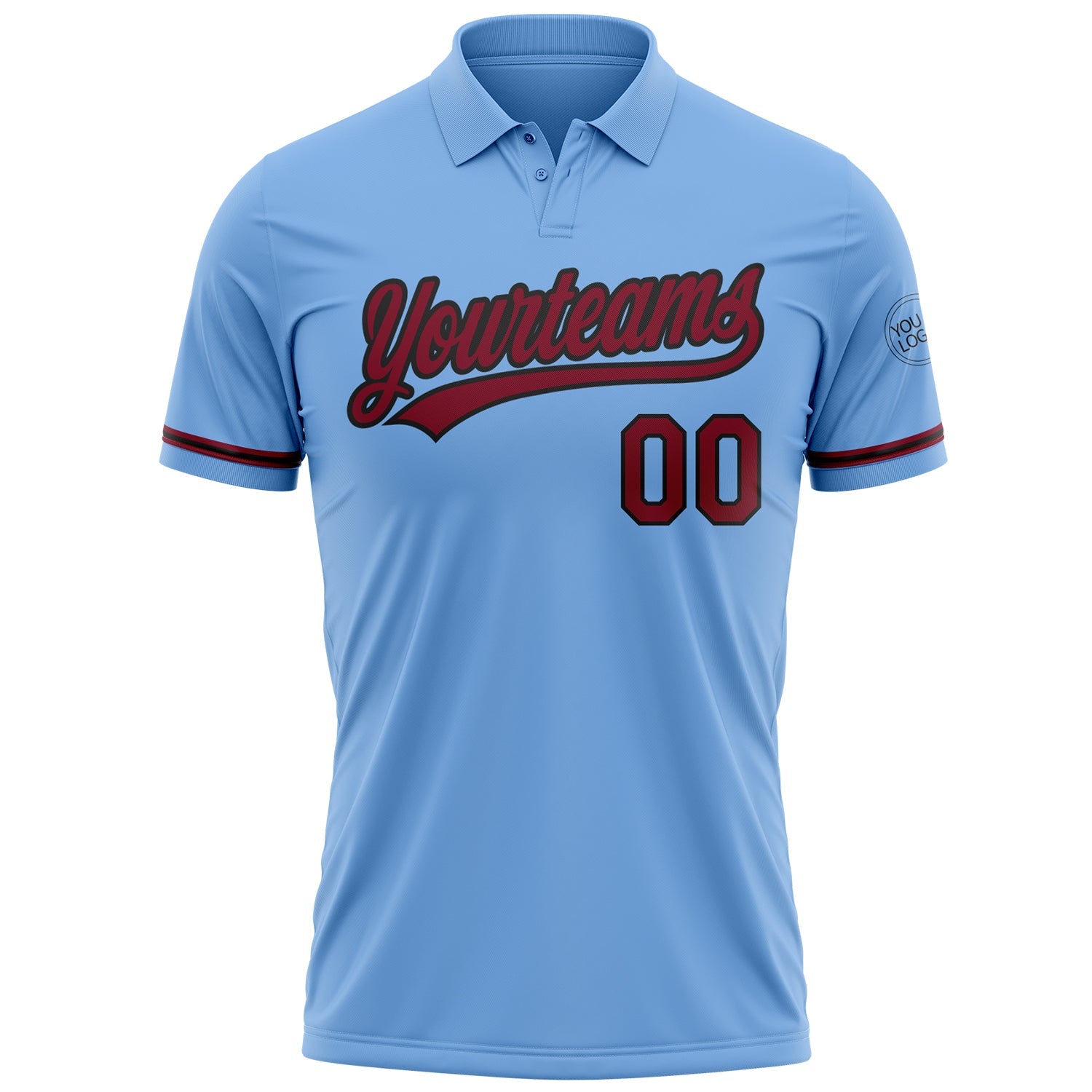 Custom Light Blue Crimson-Black Performance Vapor Golf Polo Shirt view 2