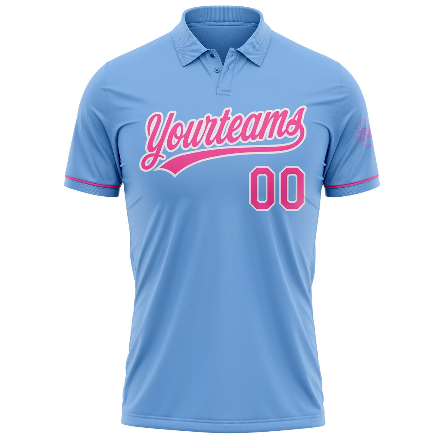 Custom Light Blue Pink-White Performance Vapor Golf Polo Shirt view 2