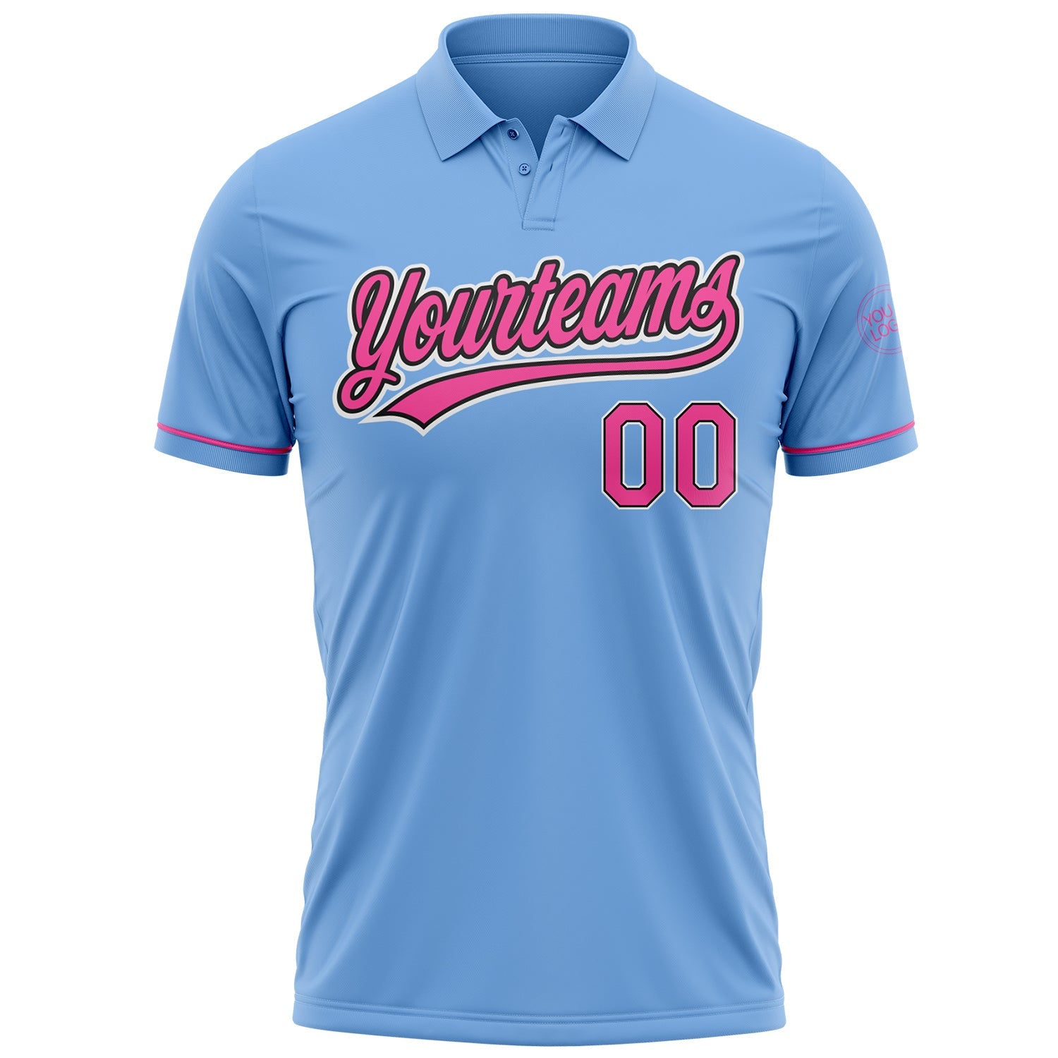 Custom Light Blue Pink-Black Performance Vapor Golf Polo Shirt view 2