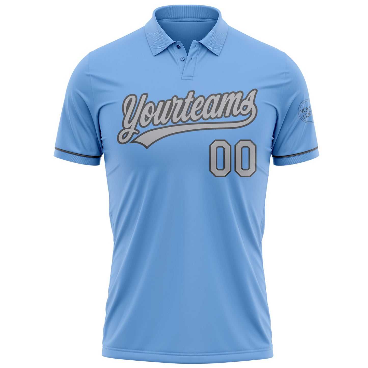 Custom Light Blue Gray-Steel Gray Performance Vapor Golf Polo Shirt view 2