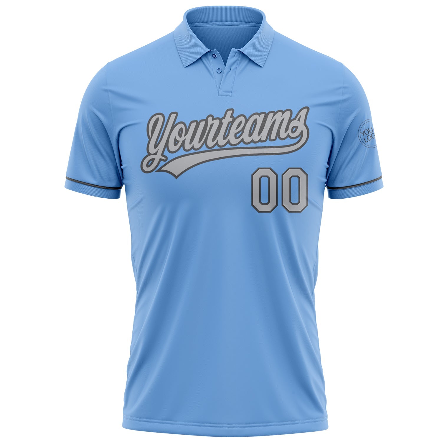 Custom Light Blue Gray-Steel Gray Performance Vapor Golf Polo Shirt view 2