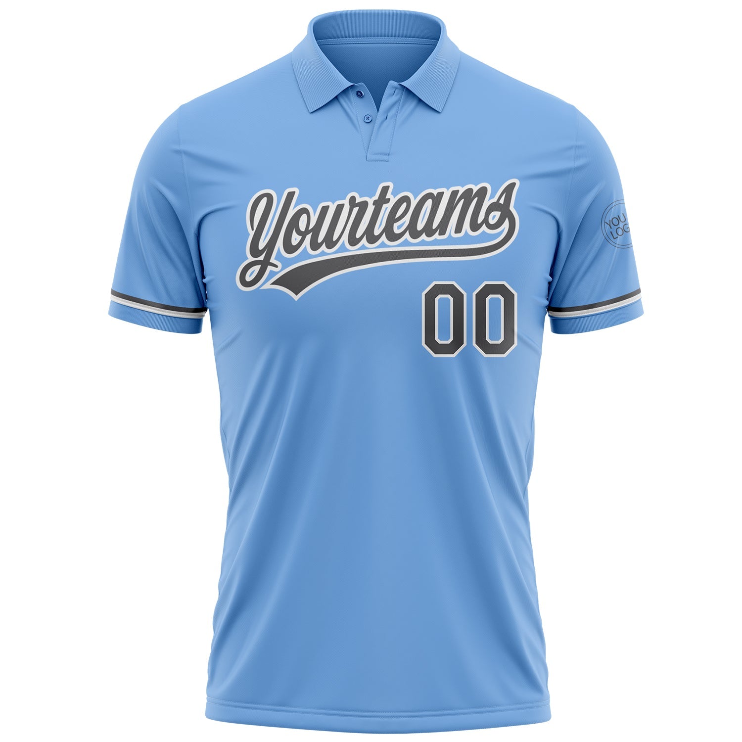 Custom Light Blue Steel Gray-White Performance Vapor Golf Polo Shirt view 2