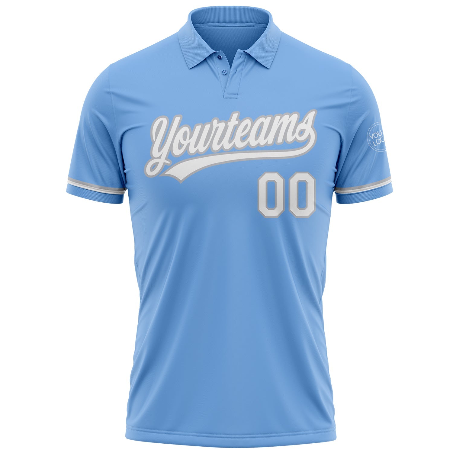 Custom Light Blue White-Gray Performance Vapor Golf Polo Shirt view 2