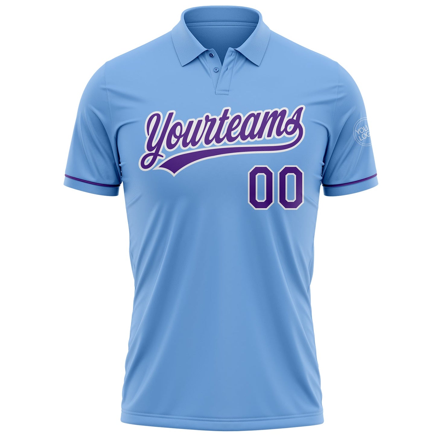 Custom Light Blue Purple-White Performance Vapor Golf Polo Shirt view 2
