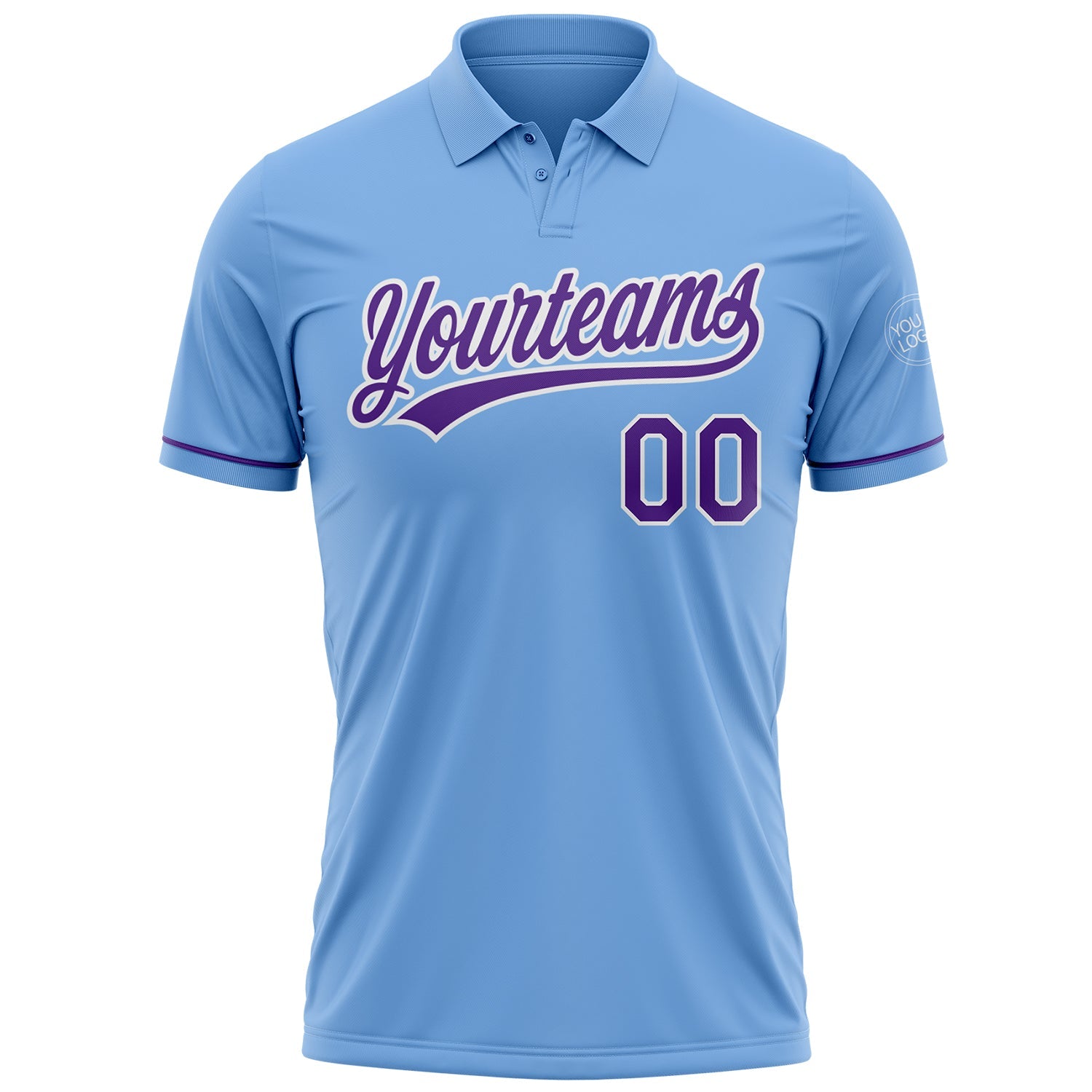 Custom Light Blue Purple-White Performance Vapor Golf Polo Shirt view 2