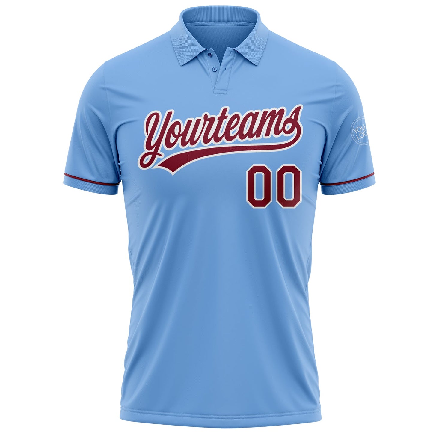 Custom Light Blue Crimson-White Performance Vapor Golf Polo Shirt view 2