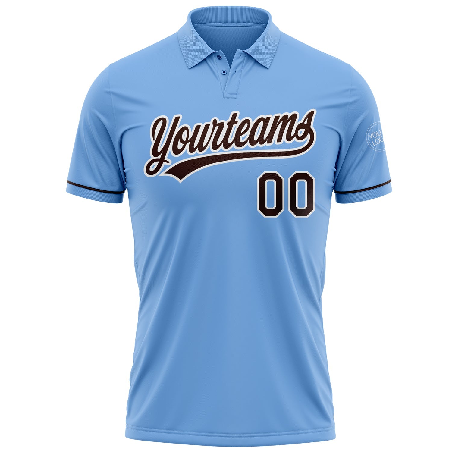 Custom Light Blue Brown-White Performance Vapor Golf Polo Shirt view 2