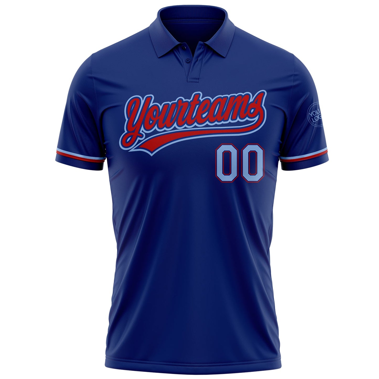 Custom Royal Light Blue-Red Performance Vapor Golf Polo Shirt view 2