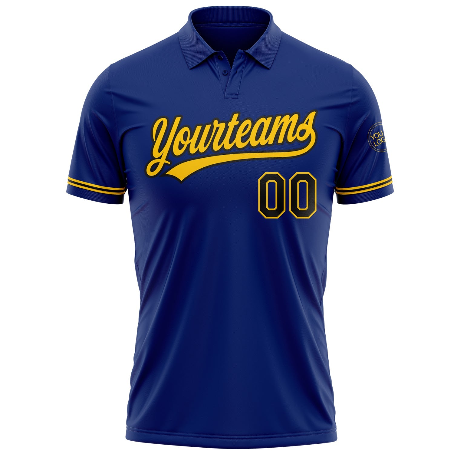Custom Royal Black-Yellow Performance Vapor Golf Polo Shirt view 2