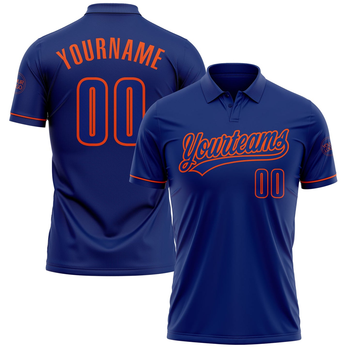 Custom Royal Orange Performance Vapor Golf Polo Shirt - Main View