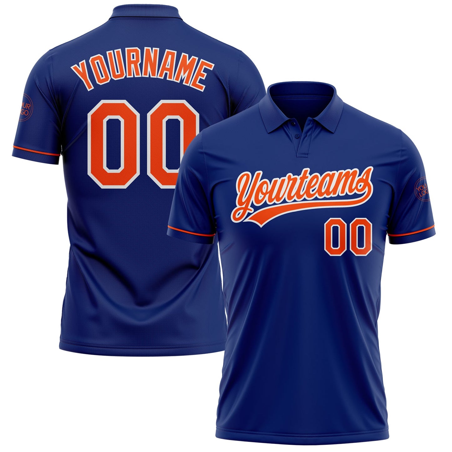Custom Royal Orange-White Performance Vapor Golf Polo Shirt - Main View