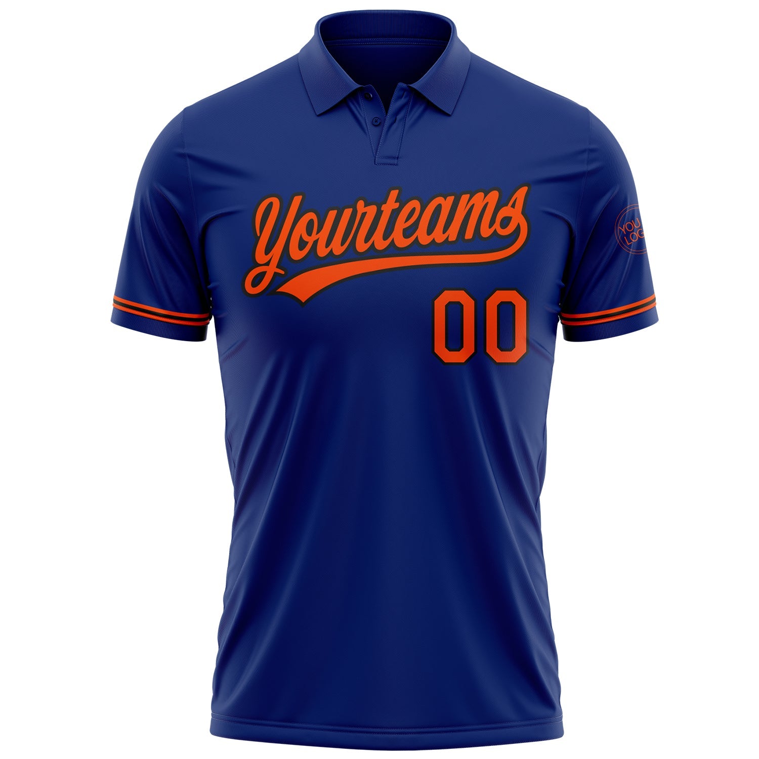 Custom Royal Orange-Black Performance Vapor Golf Polo Shirt view 2