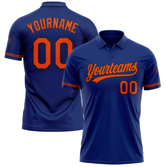 Custom Royal Orange-Black Performance Vapor Golf Polo Shirt - Main View