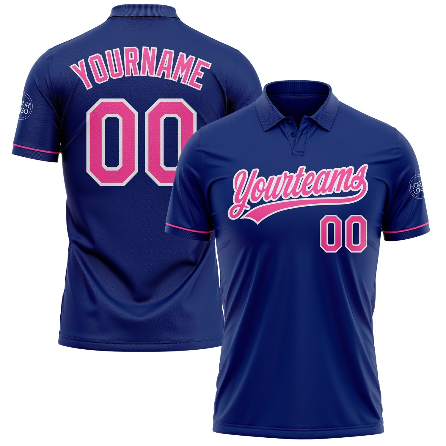 Custom Royal Pink-White Performance Vapor Golf Polo Shirt - Main View