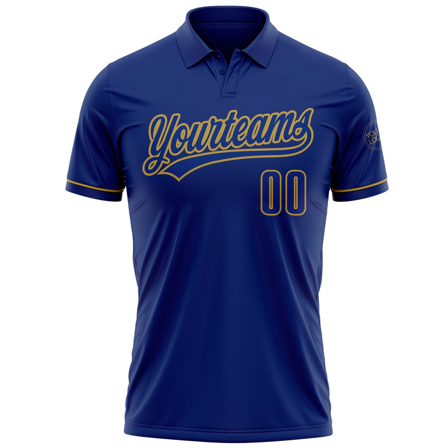 Custom Royal Old Gold Performance Vapor Golf Polo Shirt view 2