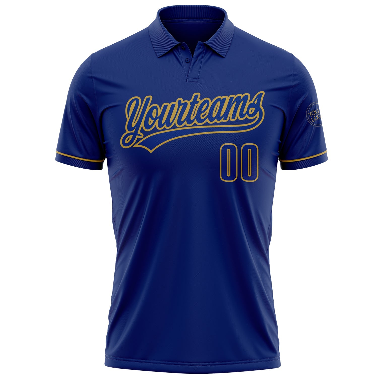 Custom Royal Old Gold Performance Vapor Golf Polo Shirt view 2