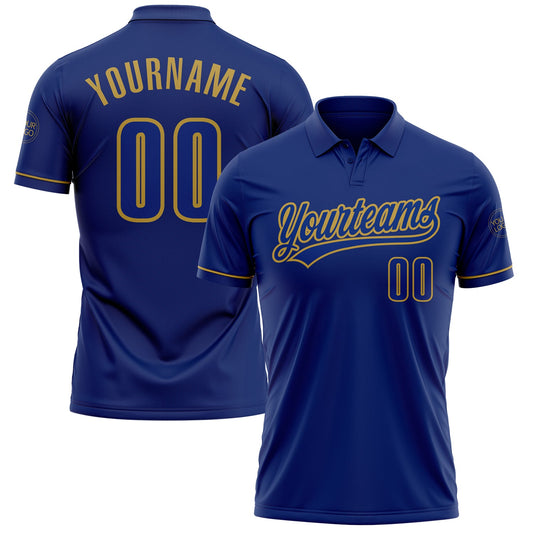 Custom Royal Old Gold Performance Vapor Golf Polo Shirt - Main View