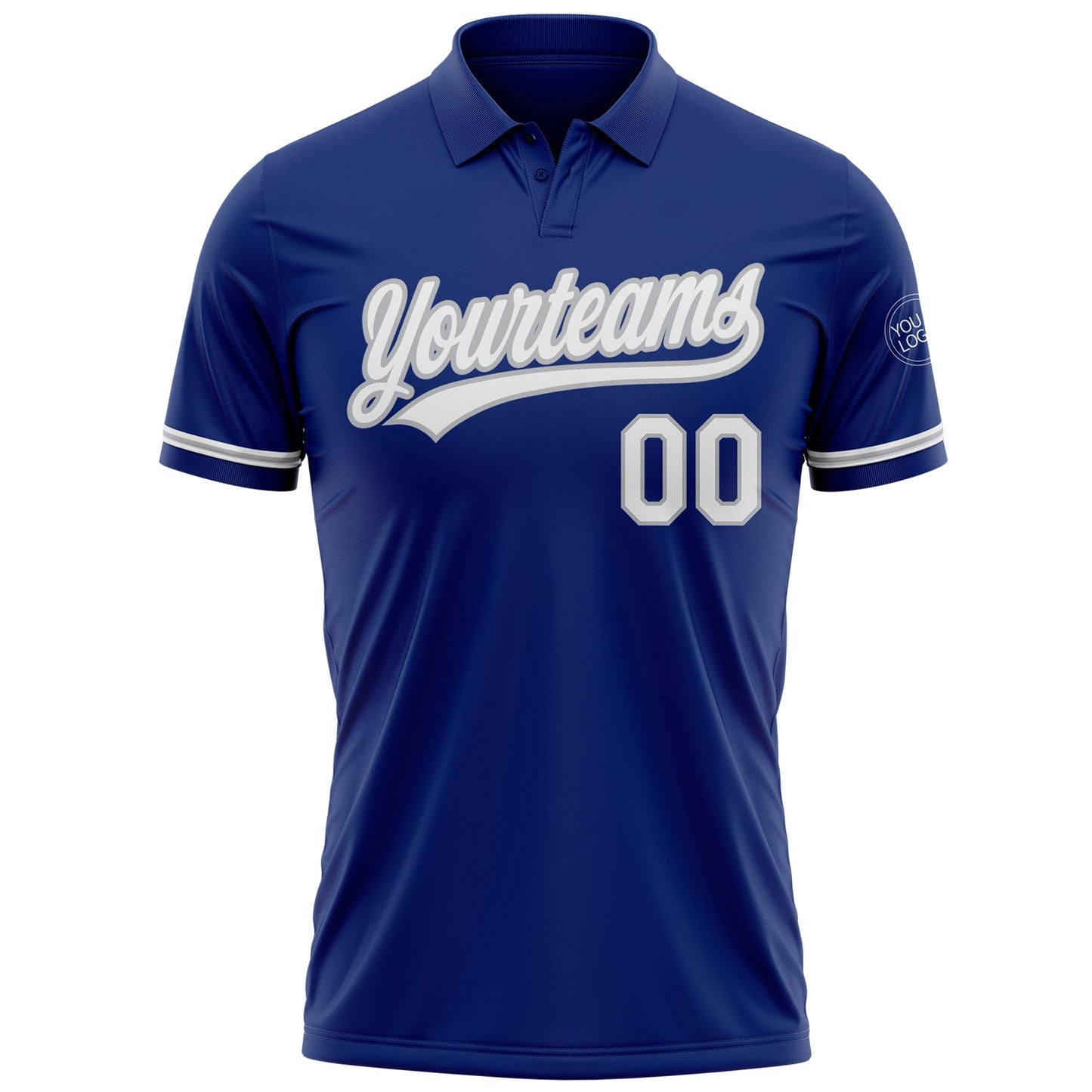 Custom Royal White-Gray Performance Vapor Golf Polo Shirt view 2