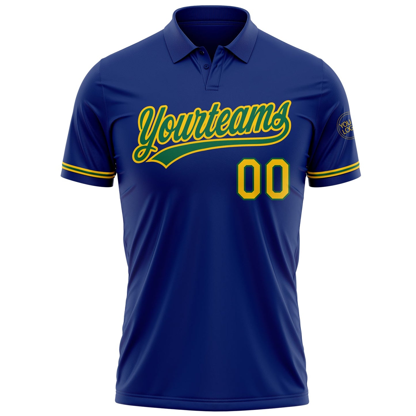 Custom Royal Yellow-Kelly Green Performance Vapor Golf Polo Shirt view 2