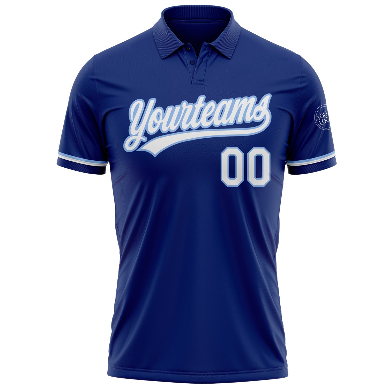 Custom Royal White-Light Blue Performance Vapor Golf Polo Shirt view 2
