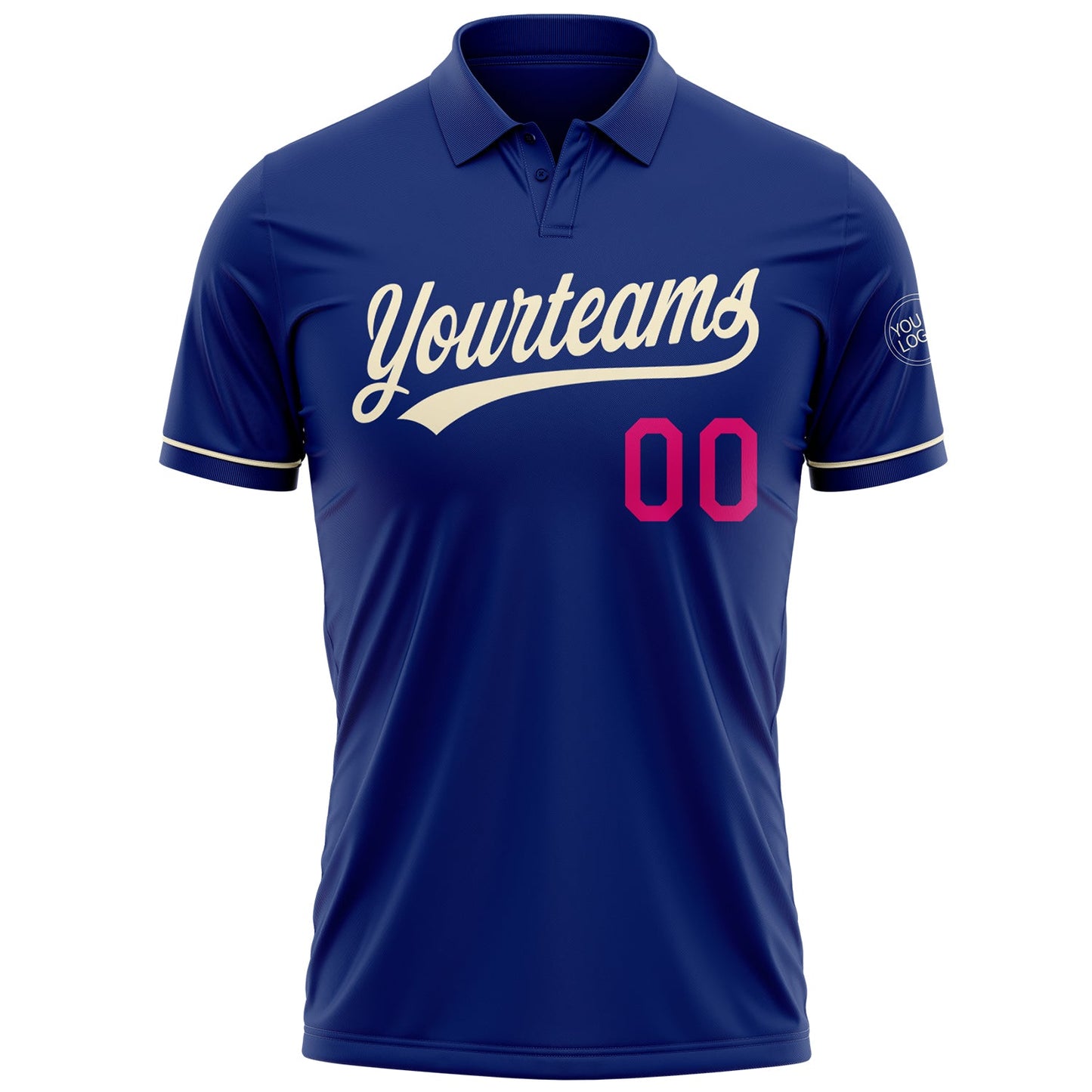 Custom Royal Cream-Hot Pink Performance Vapor Golf Polo Shirt view 2