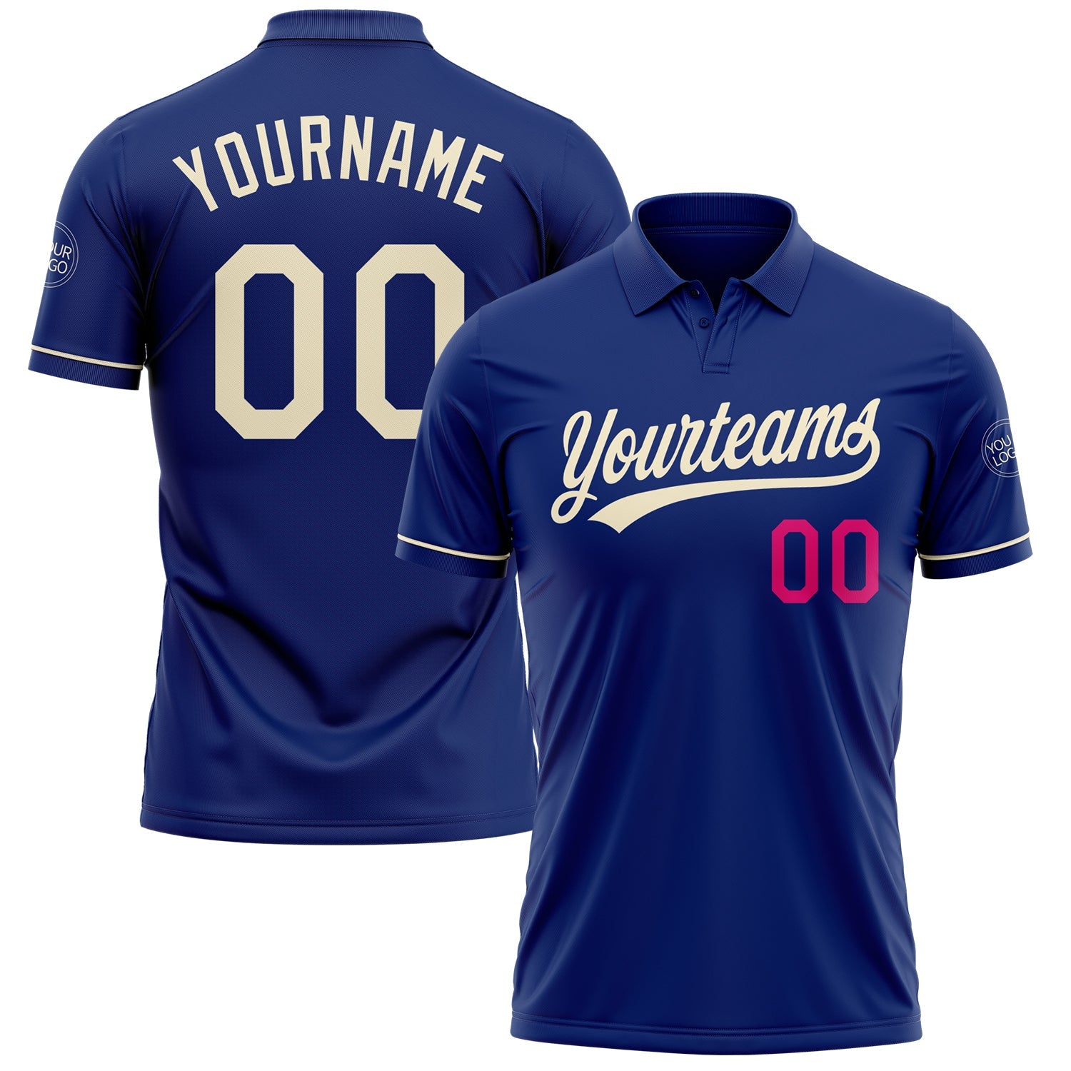 Custom Royal Cream-Hot Pink Performance Vapor Golf Polo Shirt - Main View