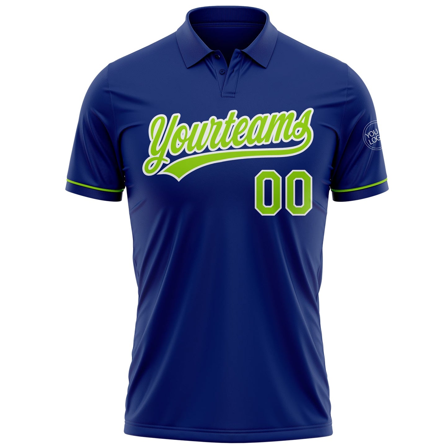 Custom Royal Neon Green-White Performance Vapor Golf Polo Shirt view 2