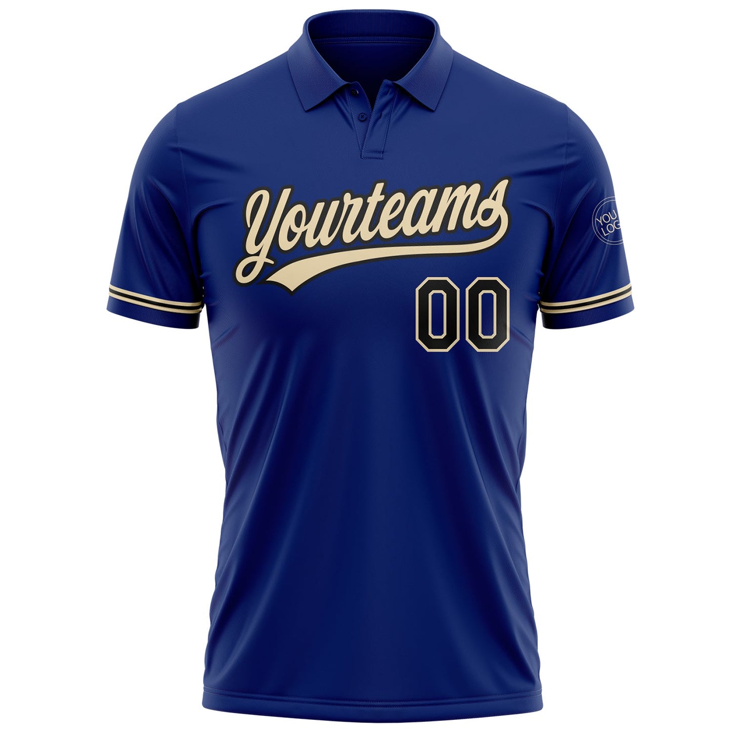 Custom Royal Black-City Cream Performance Vapor Golf Polo Shirt view 2