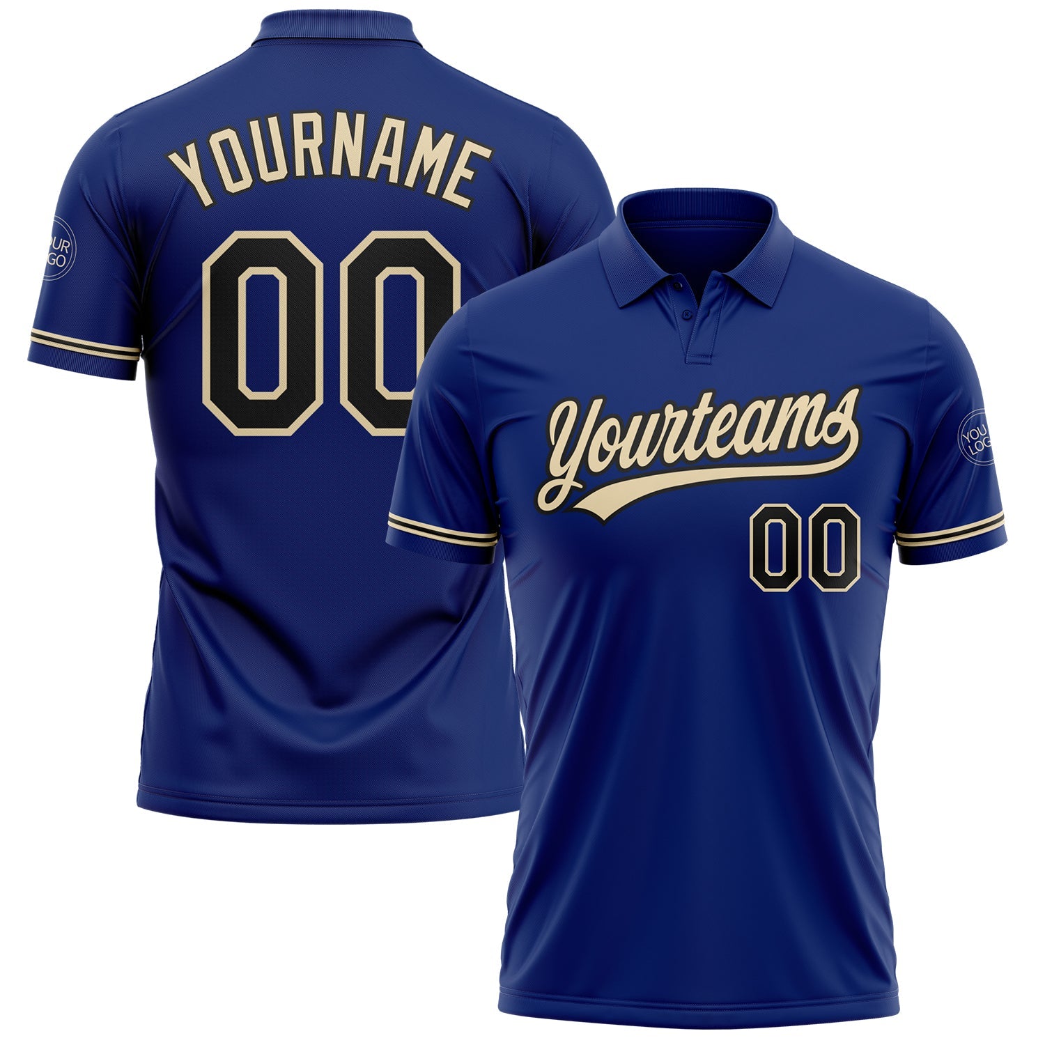 Custom Royal Black-City Cream Performance Vapor Golf Polo Shirt - Main View