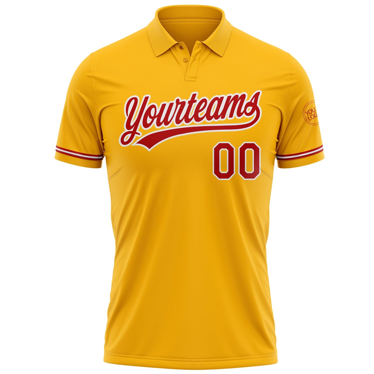 Custom Gold Red-White Performance Vapor Golf Polo Shirt view 2