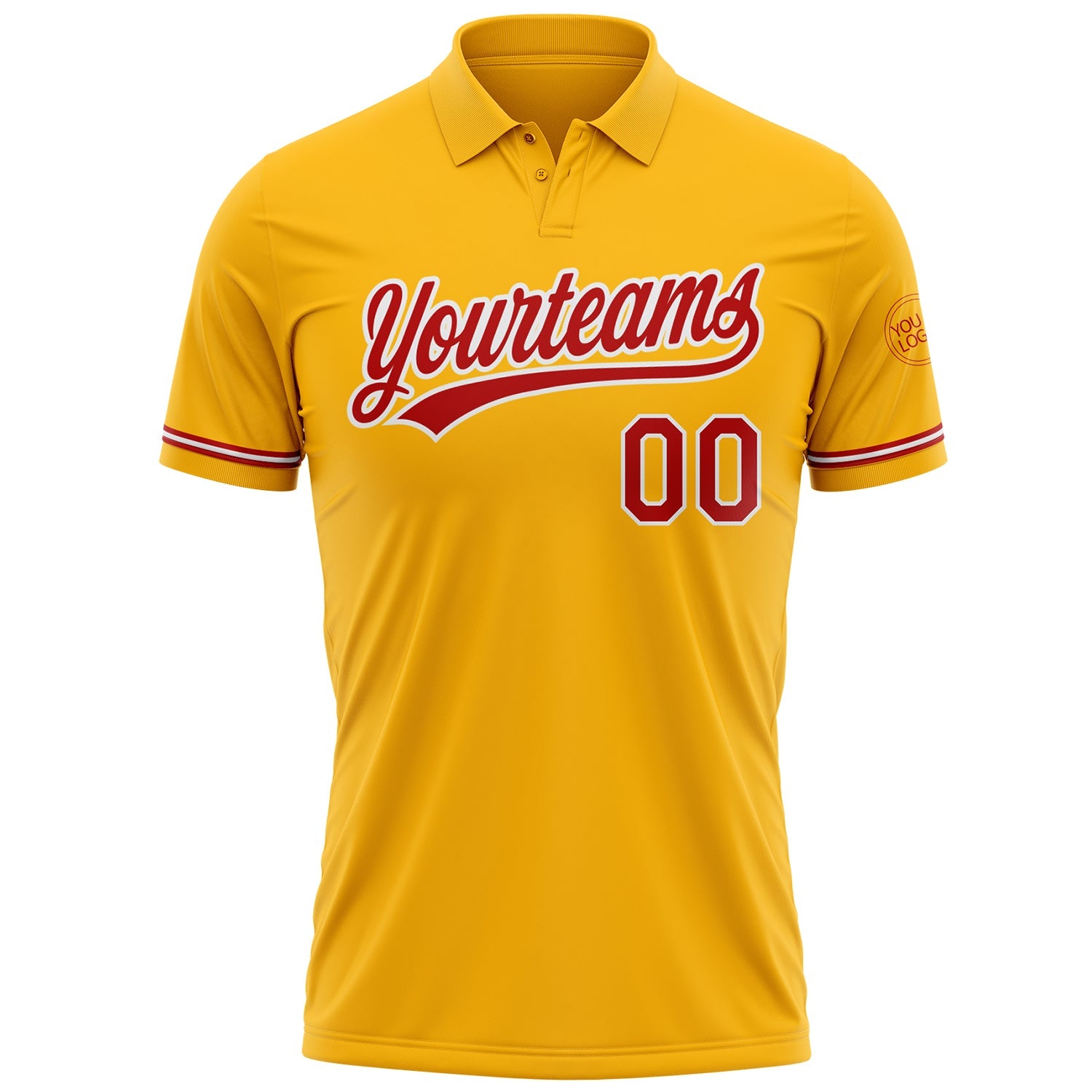 Custom Gold Red-White Performance Vapor Golf Polo Shirt view 2