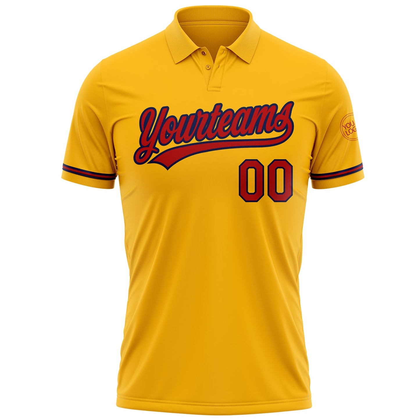 Custom Gold Red-Navy Performance Vapor Golf Polo Shirt view 2