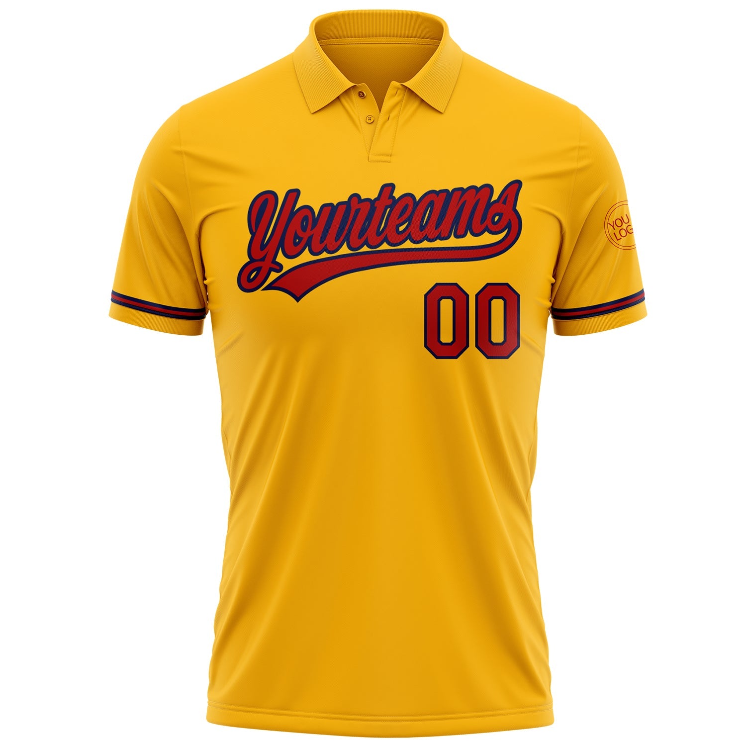 Custom Gold Red-Navy Performance Vapor Golf Polo Shirt view 2