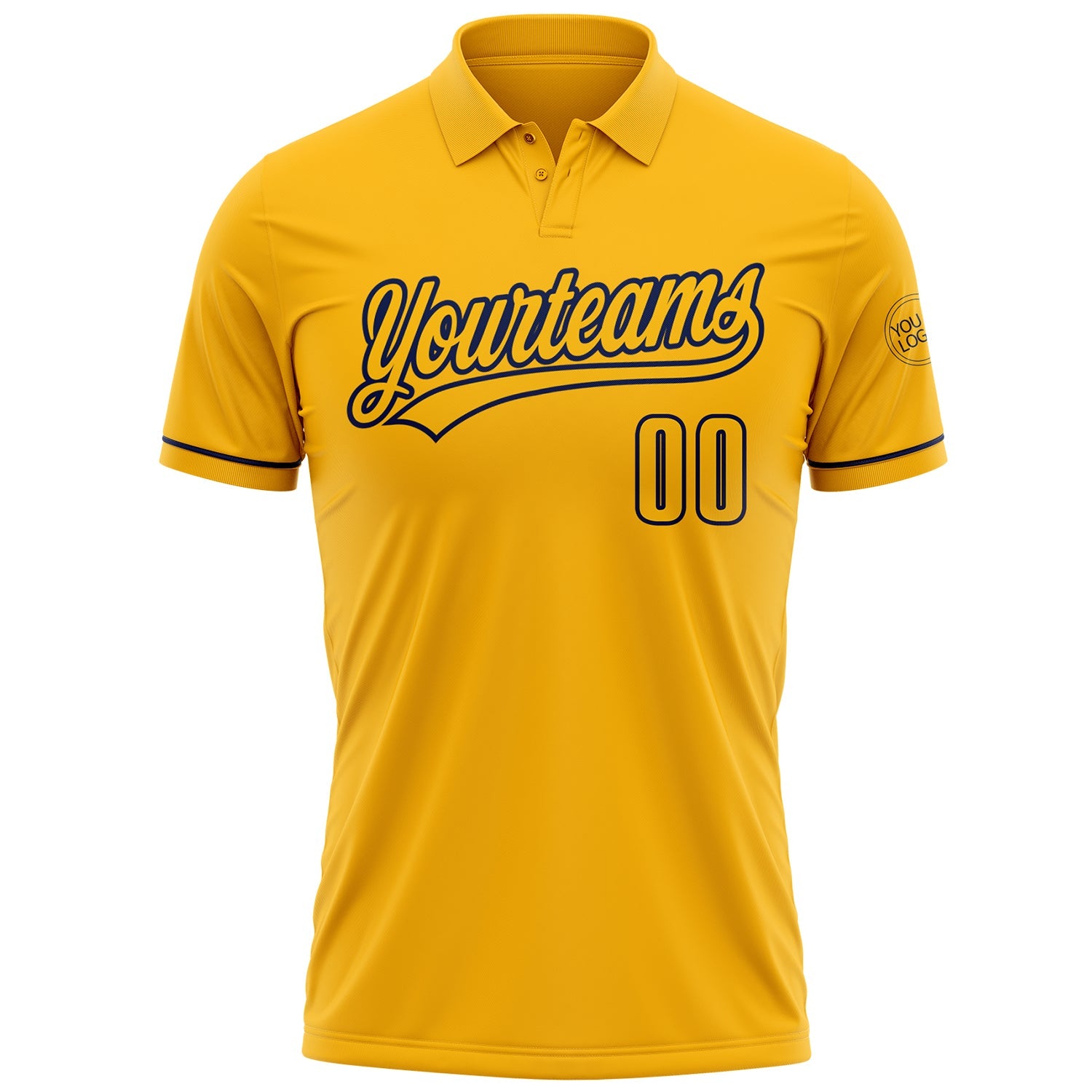 Custom Gold Navy Performance Vapor Golf Polo Shirt view 2