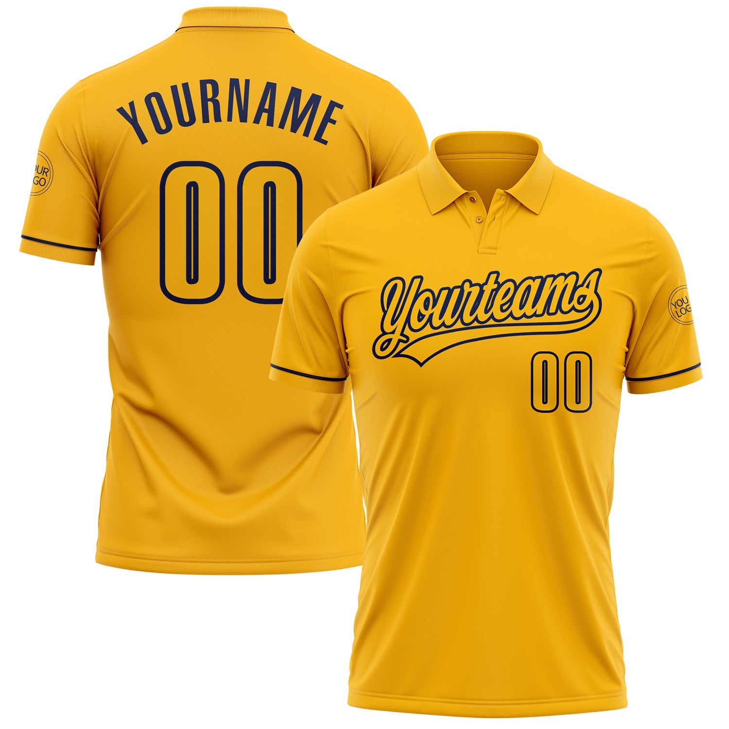 Custom Gold Navy Performance Vapor Golf Polo Shirt - Main View