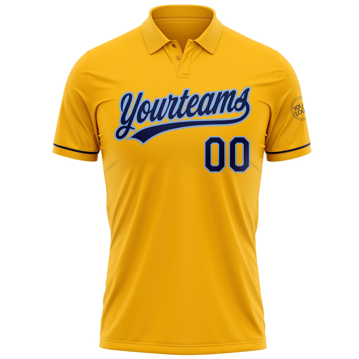 Custom Gold Navy-Light Blue Performance Vapor Golf Polo Shirt view 2
