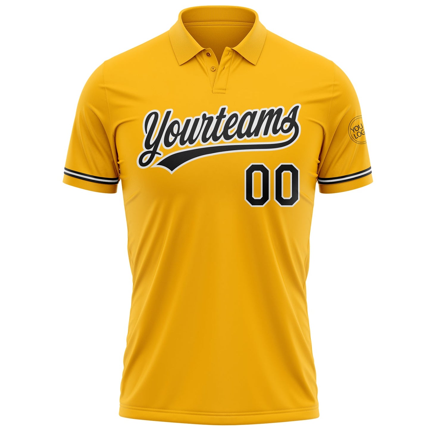 Custom Gold Black-White Performance Vapor Golf Polo Shirt view 2