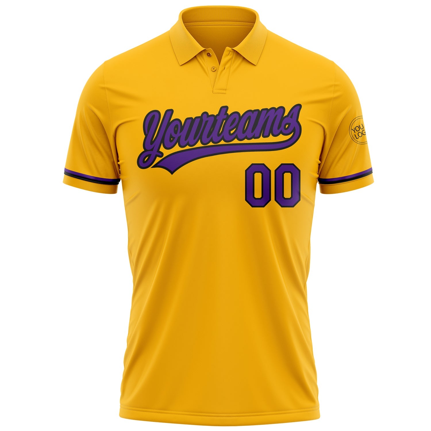 Custom Gold Purple-Black Performance Vapor Golf Polo Shirt view 2