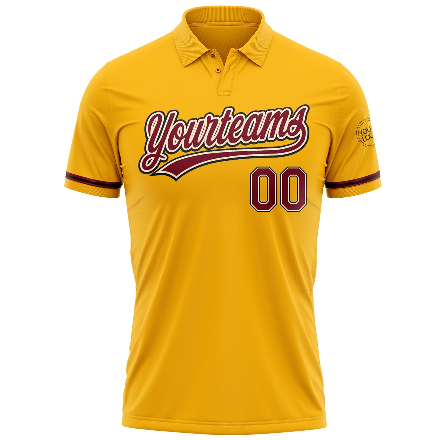 Custom Gold Crimson Cream-Black Performance Vapor Golf Polo Shirt view 2