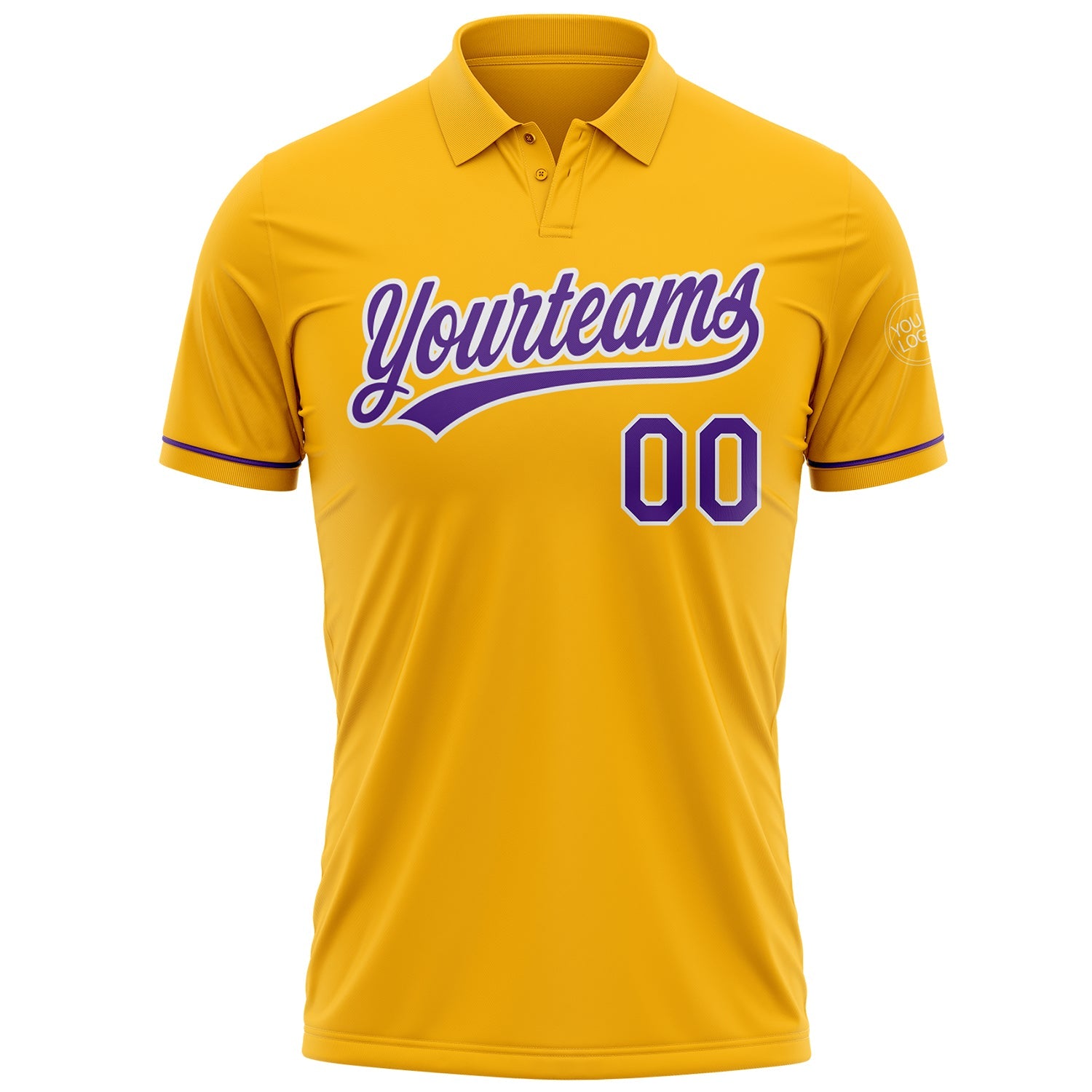 Custom Gold Purple-White Performance Vapor Golf Polo Shirt view 2