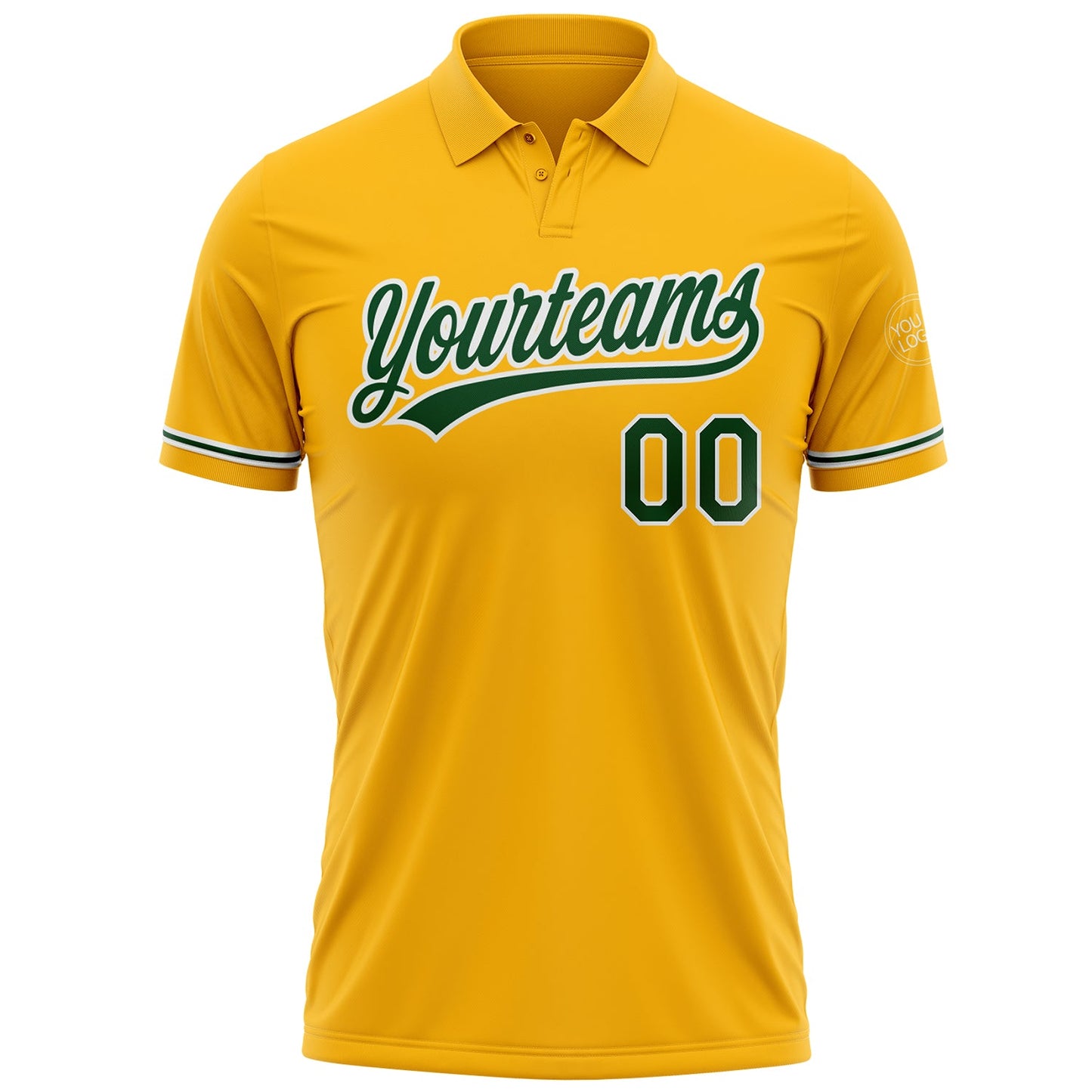 Custom Gold Green-White Performance Vapor Golf Polo Shirt view 2
