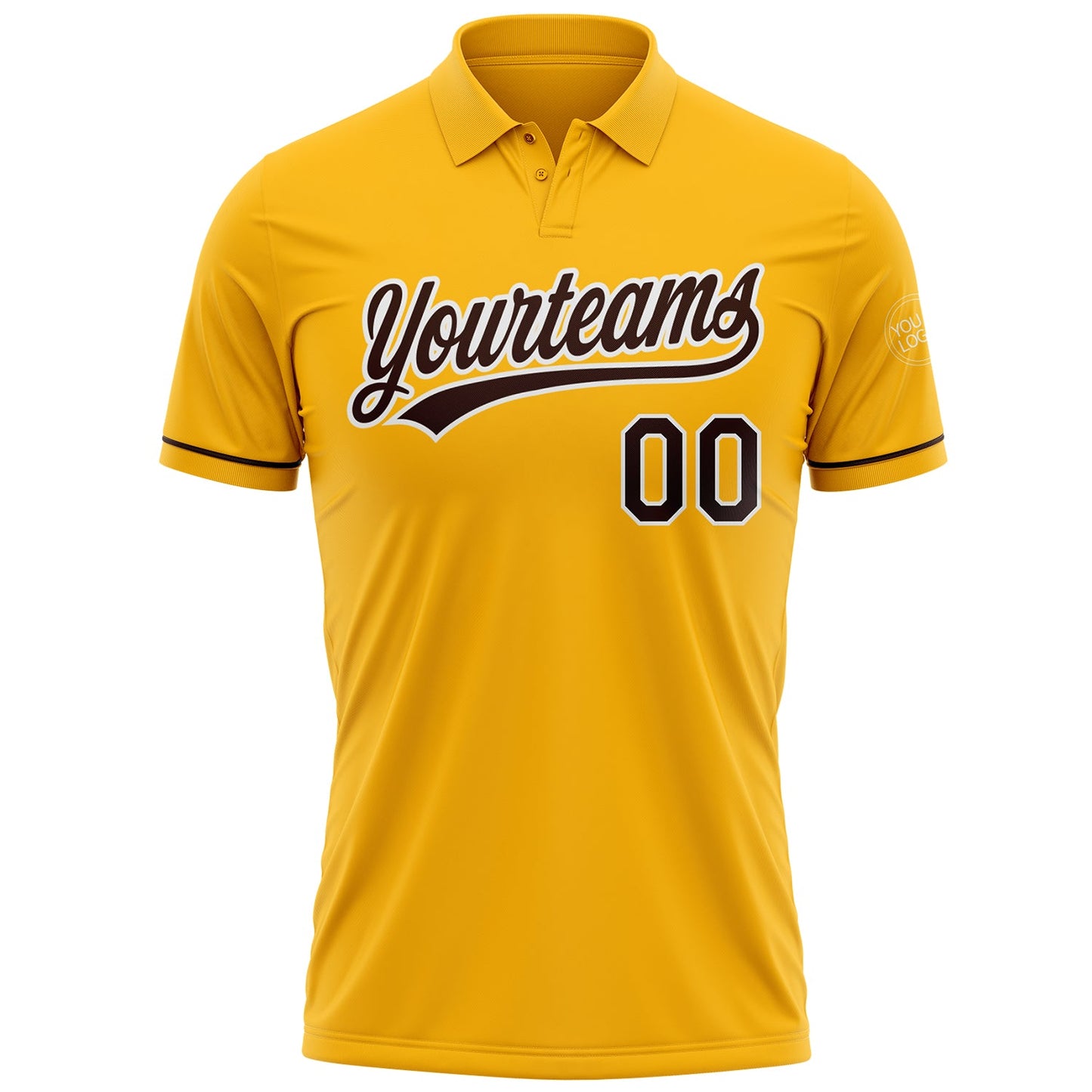 Custom Gold Brown-White Performance Vapor Golf Polo Shirt view 2