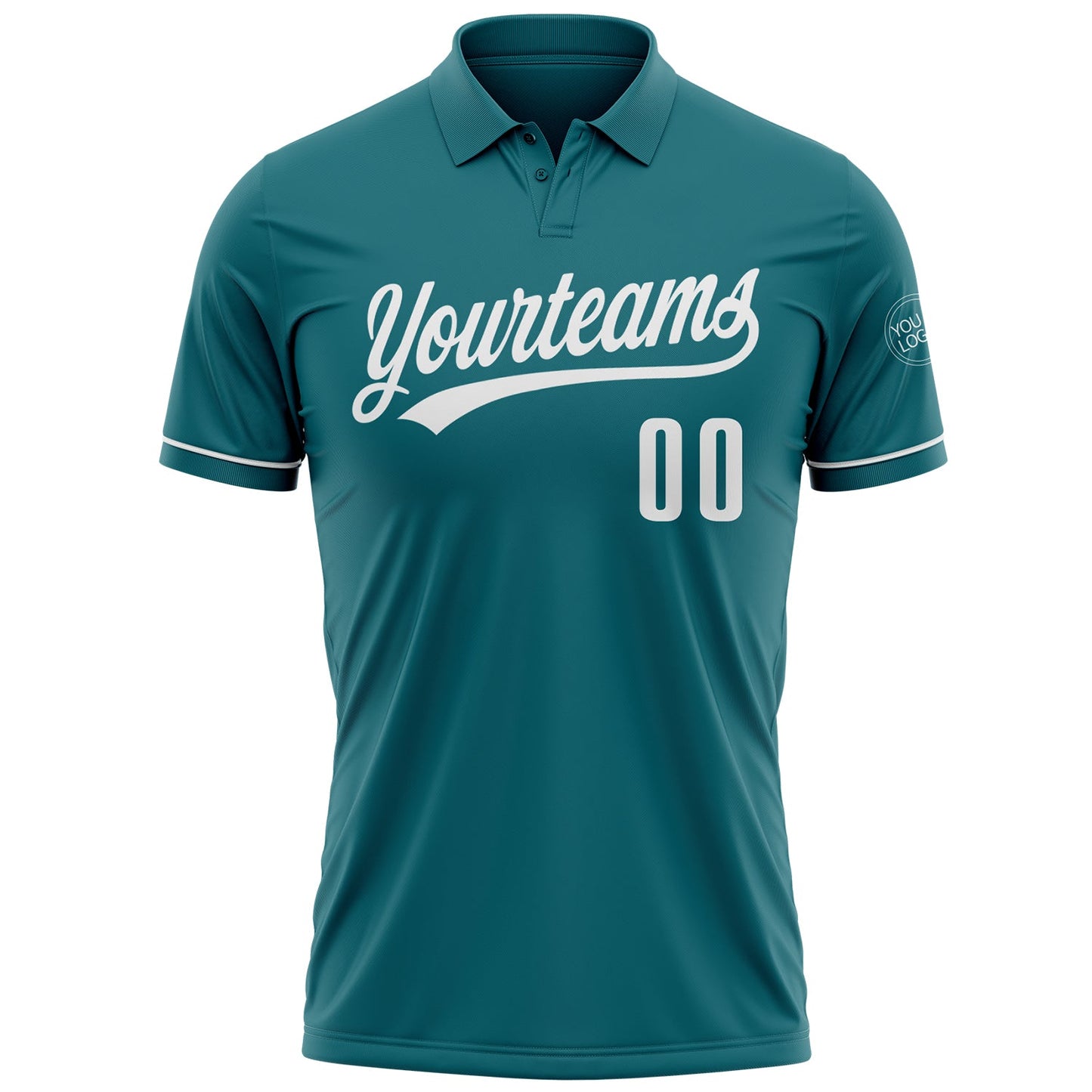 Custom Teal White Performance Vapor Golf Polo Shirt view 2