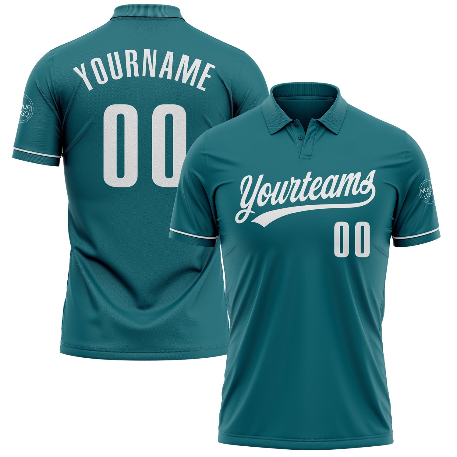 Custom Teal White Performance Vapor Golf Polo Shirt - Main View